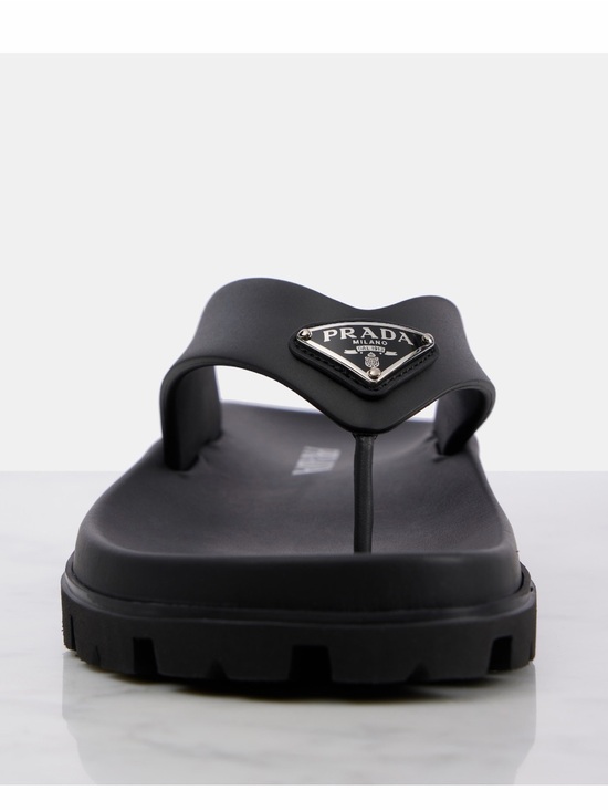 Prada Shoes - Prada Black Logo Toe-Post Sandal